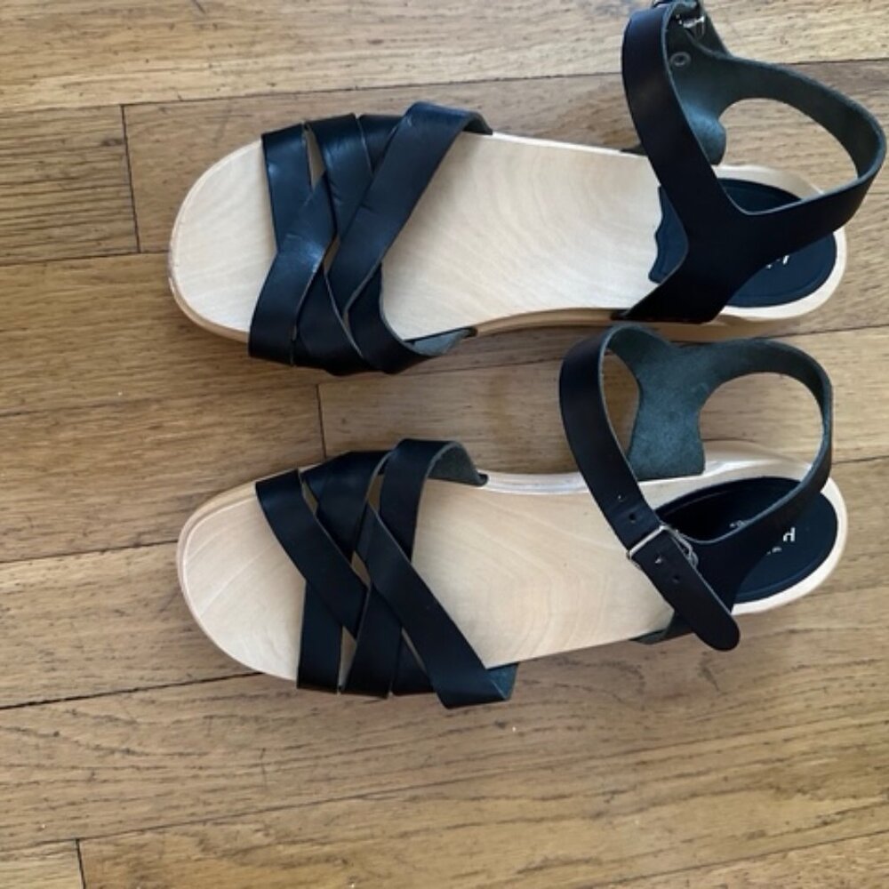 Swedish Hasbeen Black Clog Sandals size 39